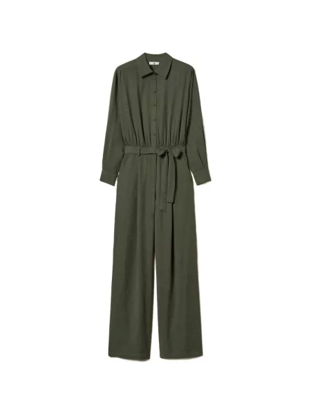 Salopetă Twinset din țesătură twill verde