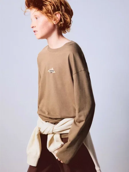 Дитячий Лонгслів MANGO SNORTH коричневий