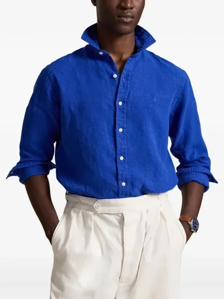 Tricou polo Polo Ralph Lauren cu autograf în carouri de in albastru