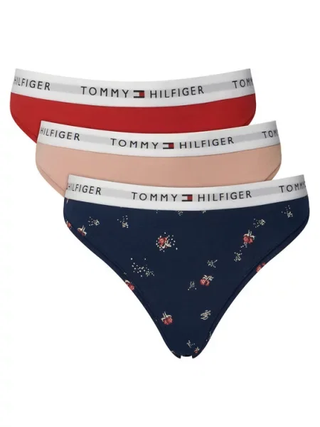 Tommy Hilfiger Underwear Tanga gaćice plava / svijetloroza crvena