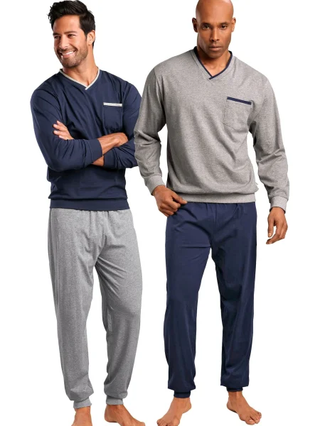 LE JOGGER Dolga pižama marine siva