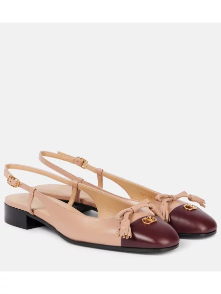 Kožené baleríny Valentino Garavani s otevřenou patou