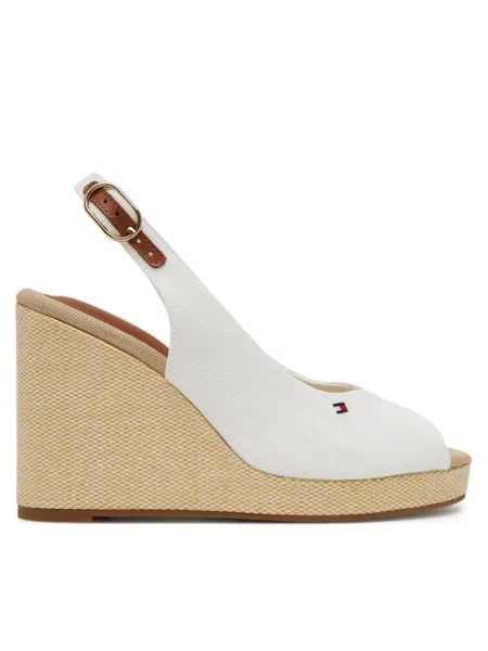 Сандали Tommy Hilfiger FLAG HIGH WEDGE ESPAD SLINGBACK бяло