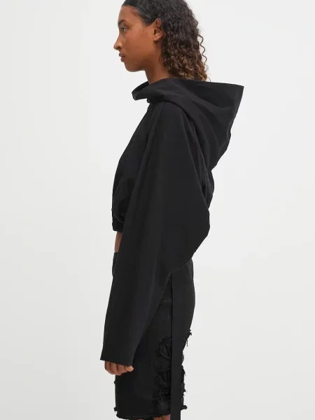 Rick Owens DRKSHDW bluza Cropped Hooded Tunic z kapturem gładka czarny
