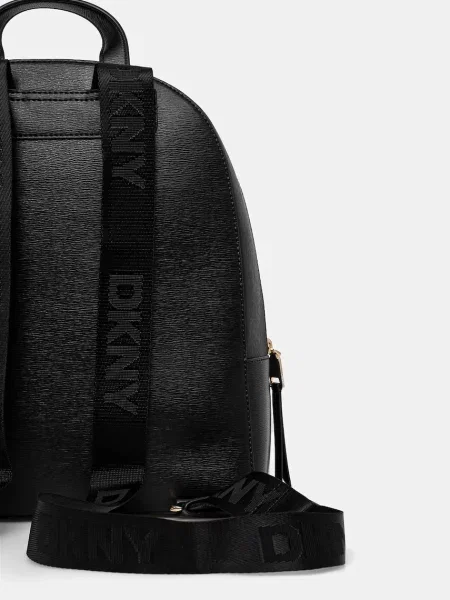Кожаный однотонный маленький рюкзак Dkny черный