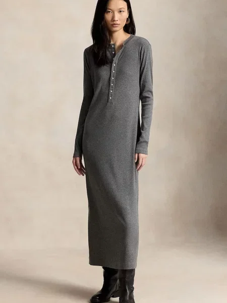 Polo Ralph Lauren rochie cu amestec de lână gri