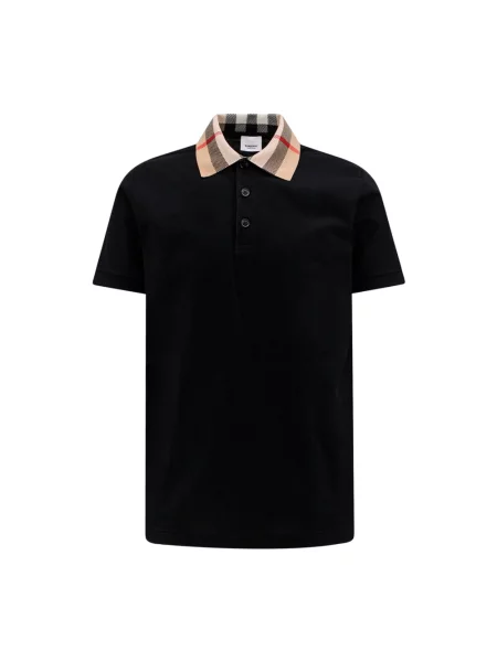 Koszulka polo Burberry z krótkim rękawem czarna