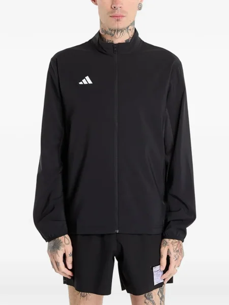 Τρέξιμο fleece μπλούζα Adidas με λαιμόκοψη v μαύρο