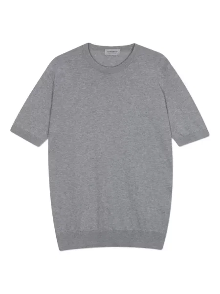 Tricou John Smedley cu decolteu rotund scurt gri