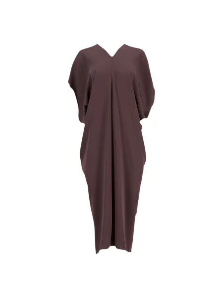 Sukienka maxi Mm6 Maison Margiela do kolan z krótkim rękawem szara