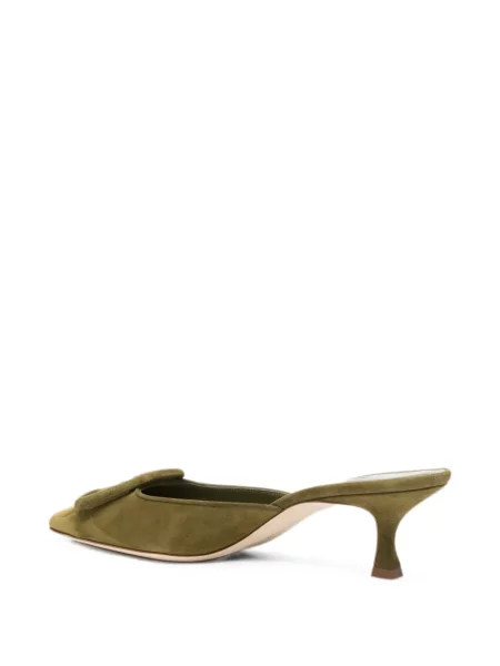 Papuci tip mules Manolo Blahnik cu cataramă verde