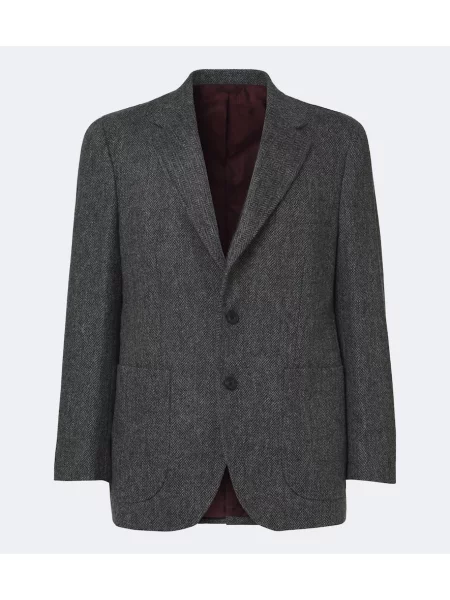 Sacou Rubinacci de lână cu model herringbone gri