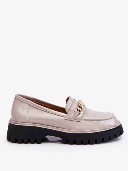 Pantofi loafer Kesi din piele cu platformă de lac gri