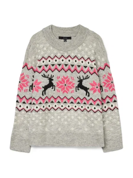 VERO MODA Pulover VMSANTANORDIC gri deschis / roz / negru alb