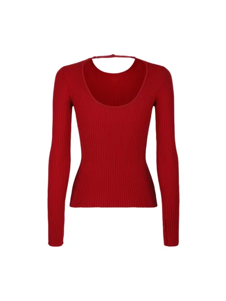 Dzianinowy sweter Courreges czerwony
