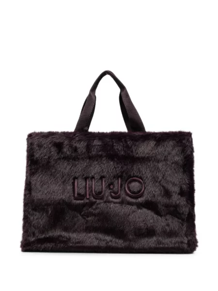 Geantă shopper Liu Jo cu broderie cu blană violet