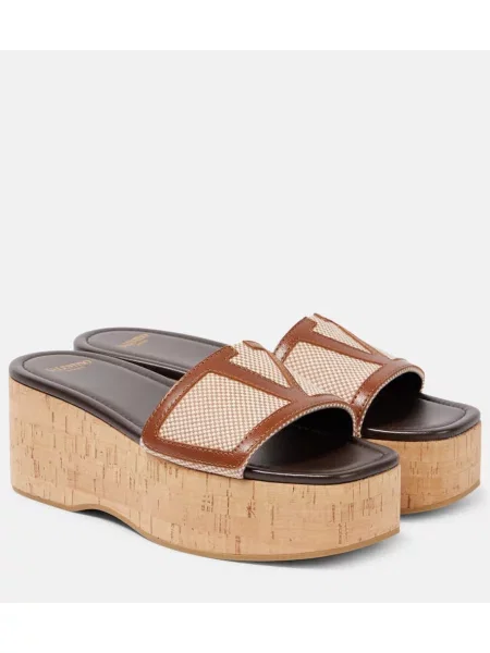 Kožené sandály Valentino Garavani béžové