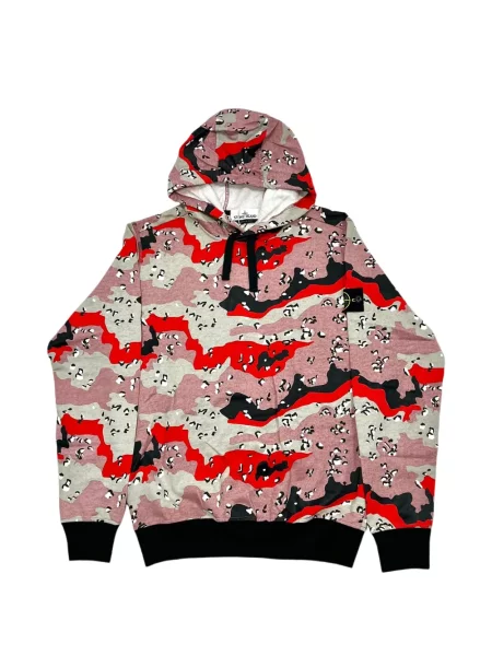 Hanorac cu glugă Stone Island cu imagine cu model camuflaj roz