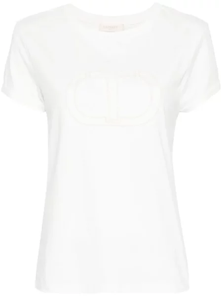 Tricou Twinset cu broderie alb