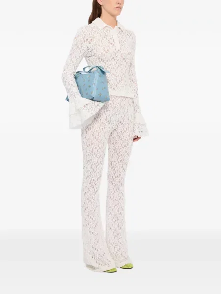 Pantaloni Msgm din dantelă evazate alb