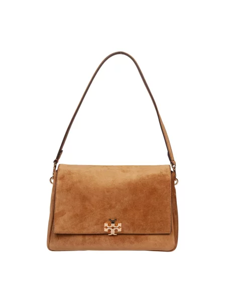Tory Burch torebka zamszowa Charlie brązowa