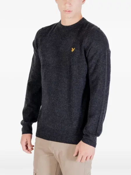 Пуловер Lyle & Scott с кръгло деколте с автограф сиво