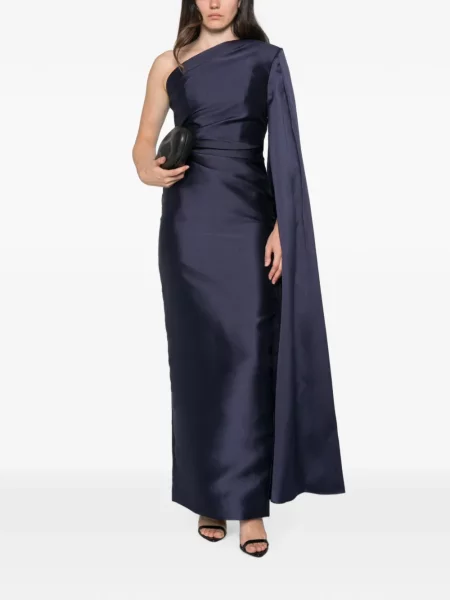 Rochie maxi Solace London cu un umăr gol albastru