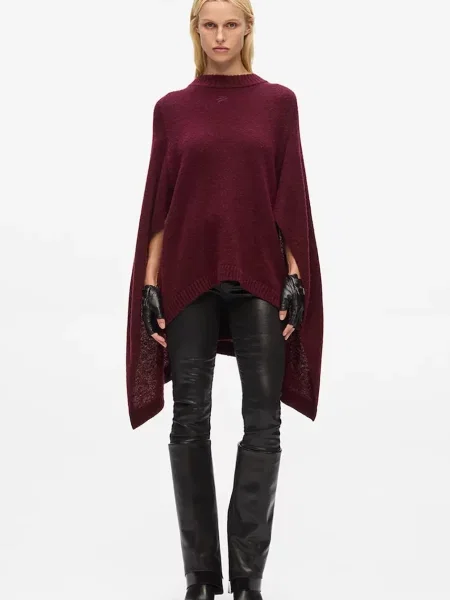 Karl Lagerfeld poncho de lână light bordo