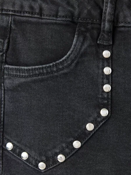Dżinsy o kroju flare z dżetami black denim Dzieci 8 MANGO KIDS czarne