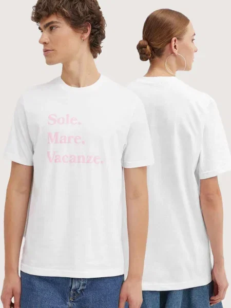 Тениска Drivemebikini Sole Mare Vacanze с принт бяло