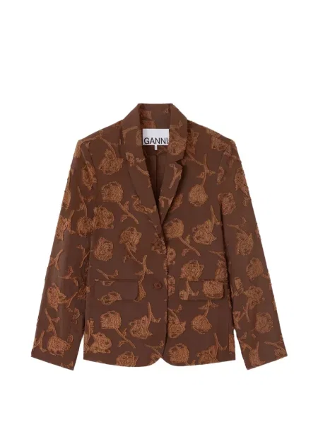 Sacou Ganni cu model floral maro