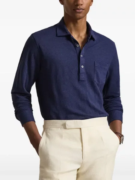 Lenvászon hosszú pólóing Polo Ralph Lauren kék