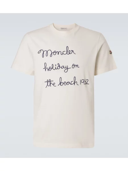 Tricou Moncler cu broderie din jerseu alb