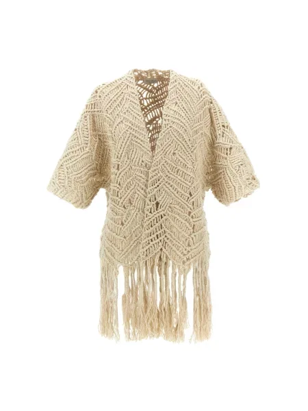 Lniany kardigan Brunello Cucinelli beżowy