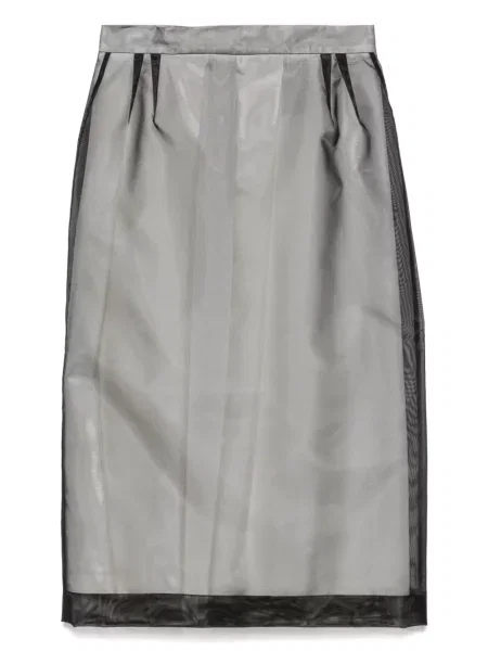 Fustă midi Alainpaul de mătase până la genunchi negru