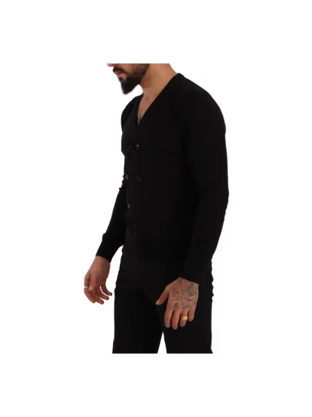Sweter Dolce And Gabbana z dekoltem w serek elegancki czarny