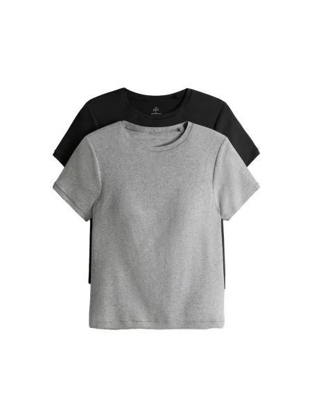 The Set Tricou gri amestecat negru