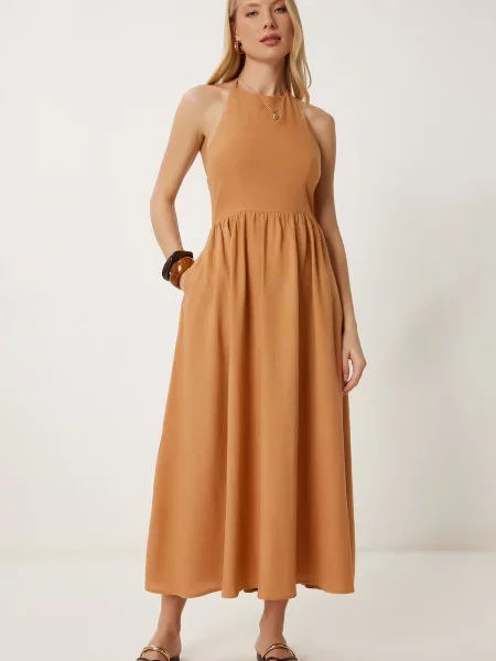 Happiness İstanbul Rochie cămilă maro