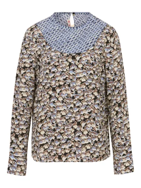 Cămașă Marni cu model floral cu imagine lungă albastru