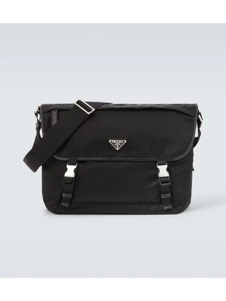 Usnjena torba Prada črna