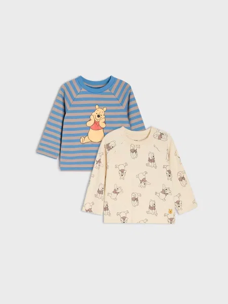 Sinsay trička s potiskem 2 ks Winnie the Pooh krémová