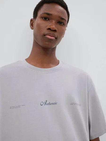 Wzorzysty t-shirt Teen M MANGO TEEN szary