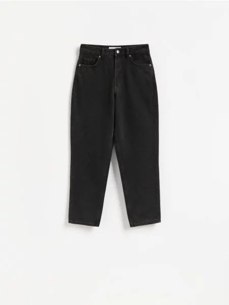 Reserved Blugi mom fit cu talie înaltă negru