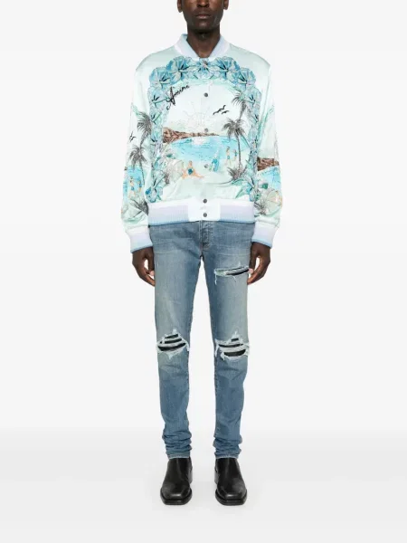 Jeansy skinny Amiri z niską talią niebieskie