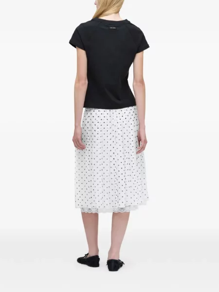 Fustă midi Marc Jacobs din dantelă până la genunchi alb