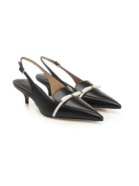 Czółenka Ferragamo z kokardką z otwartą piętą czarna