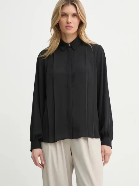 Bruuns Bazaar cămașă femei cu guler clasic regular negru