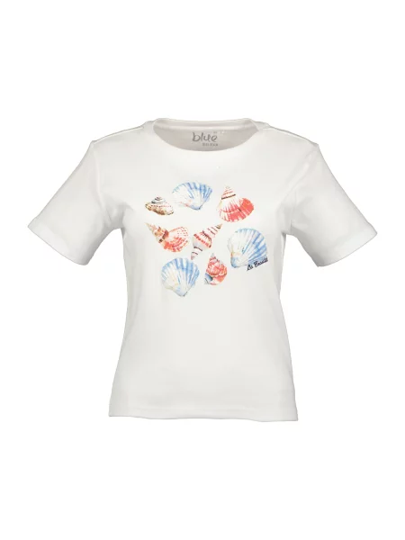 BLUE SEVEN Tricou azuriu / maro / corai alb