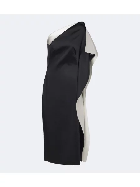 Rochie de cocktail Róhe din satin drapată cu un umăr gol negru