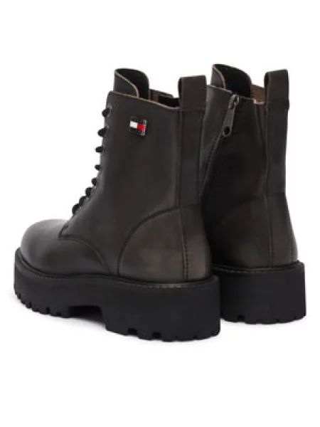 Čizmice Tommy Jeans s platformom crna